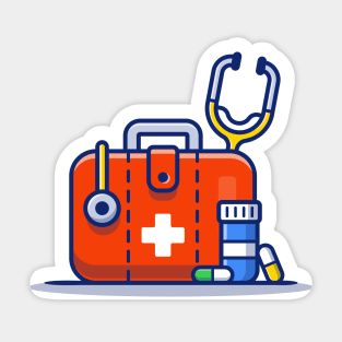 Medical Health Bag, Stethoscope, Jar, And Pills Sticker